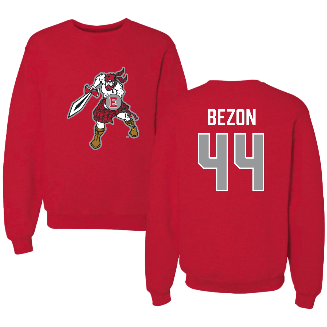 PennWest Edinboro Football Red Crewneck - #44 Clayton Bezon