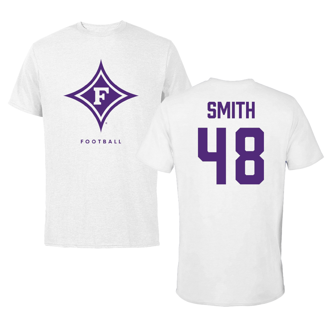 Furman University Football White Performance Tee - #48 Luke Smith
