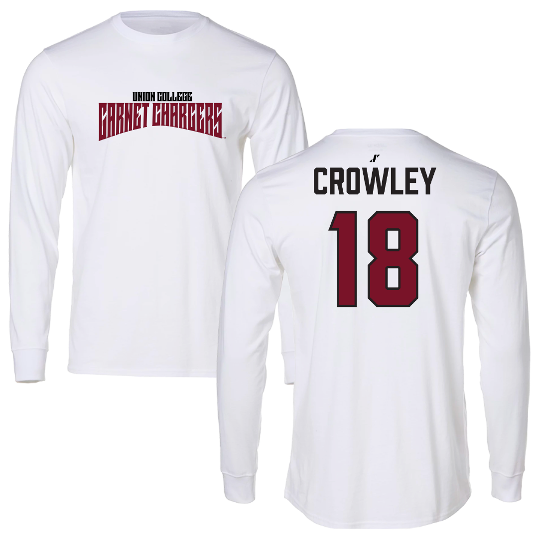 Union College Soccer White Classic Performance Long Sleeve - #18 Shane Crowley