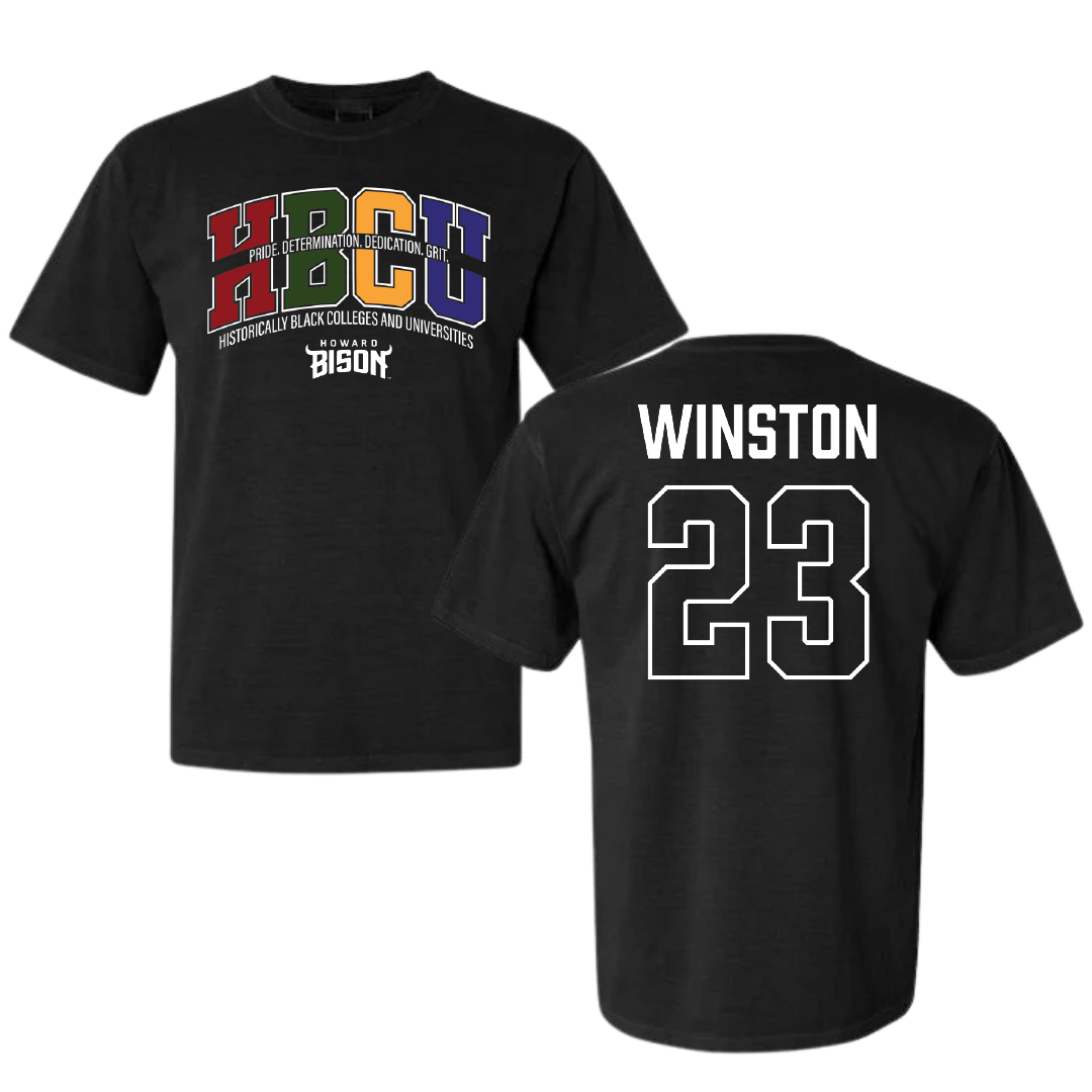 Howard University Soccer (M) Black HBCU Comfort Colors Tee - #23 Jonathan Winston