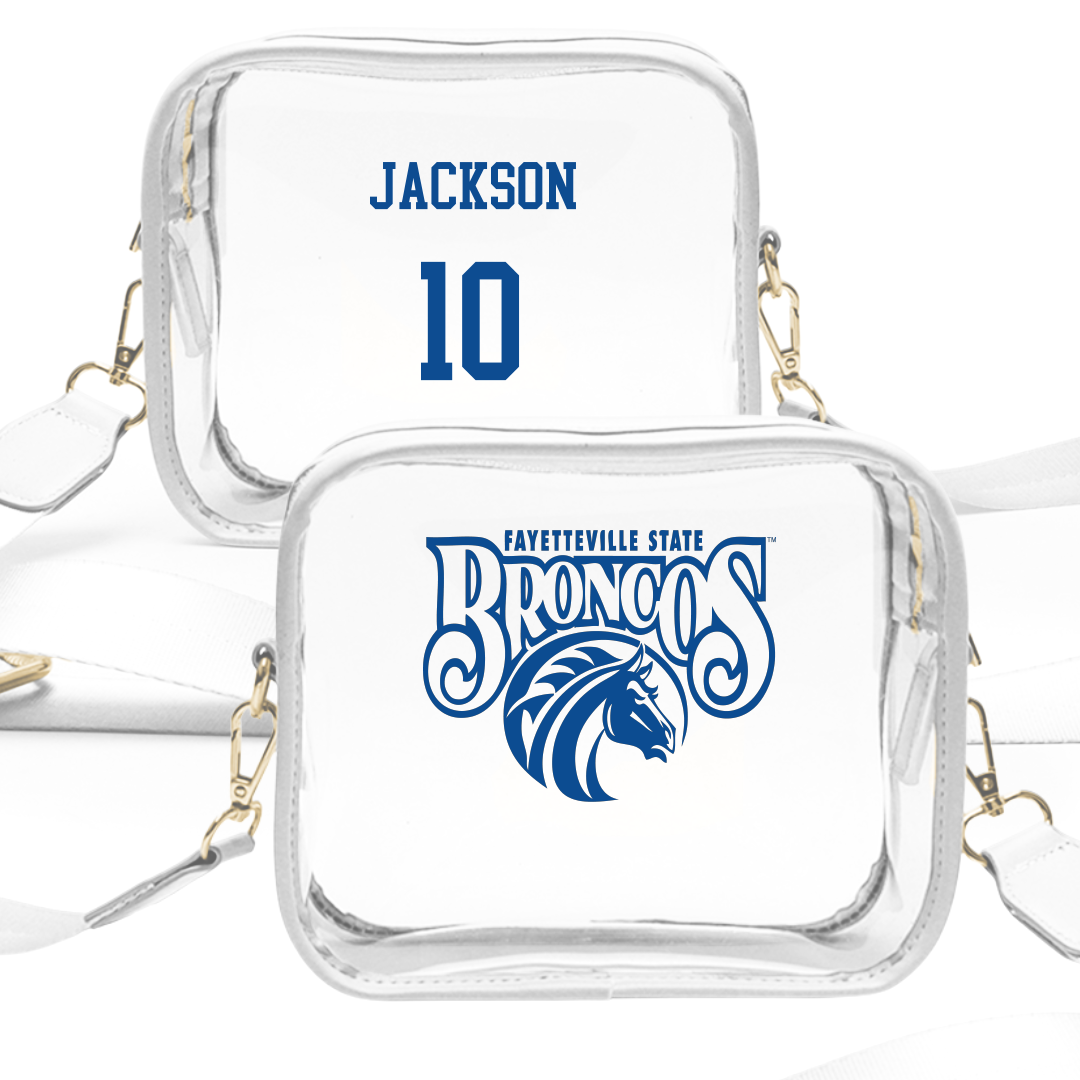 Fayetteville State University Softball White Clear Stadium Bag - #10 Kendall Jackson