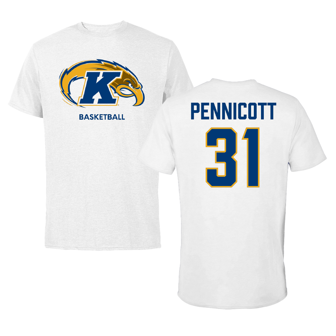 Kent State University Basketball (M) White Tee - #31 Jaiden Pennicott