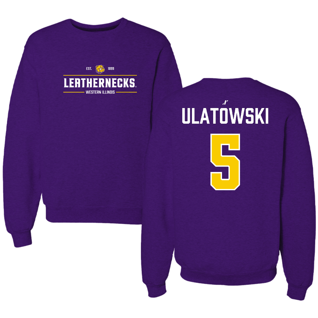 Western Illinois University Volleyball Purple General Crewneck - #5 Grace Ulatowski