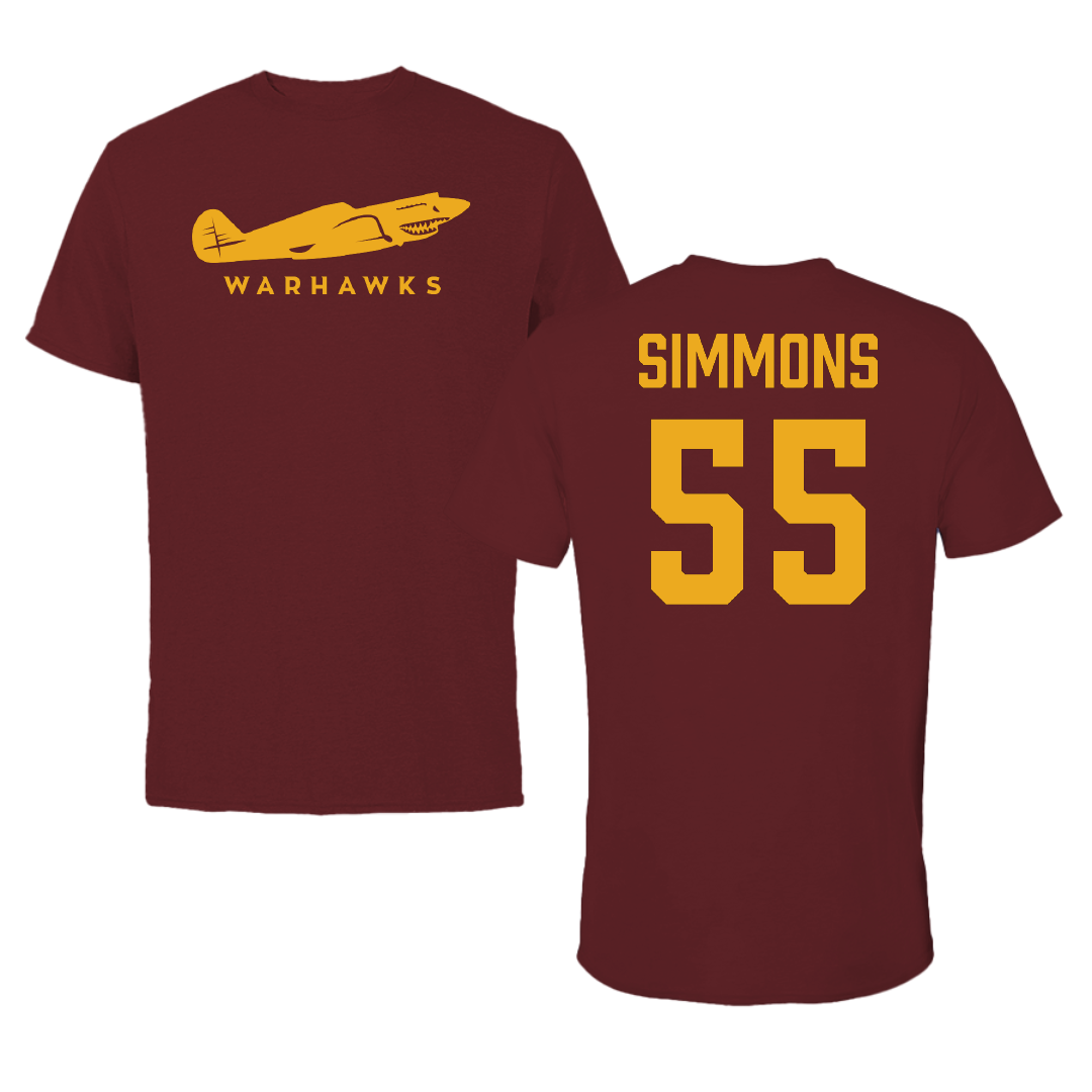 University of Louisiana Monroe Football Maroon Tee - #55 Jerome Simmons