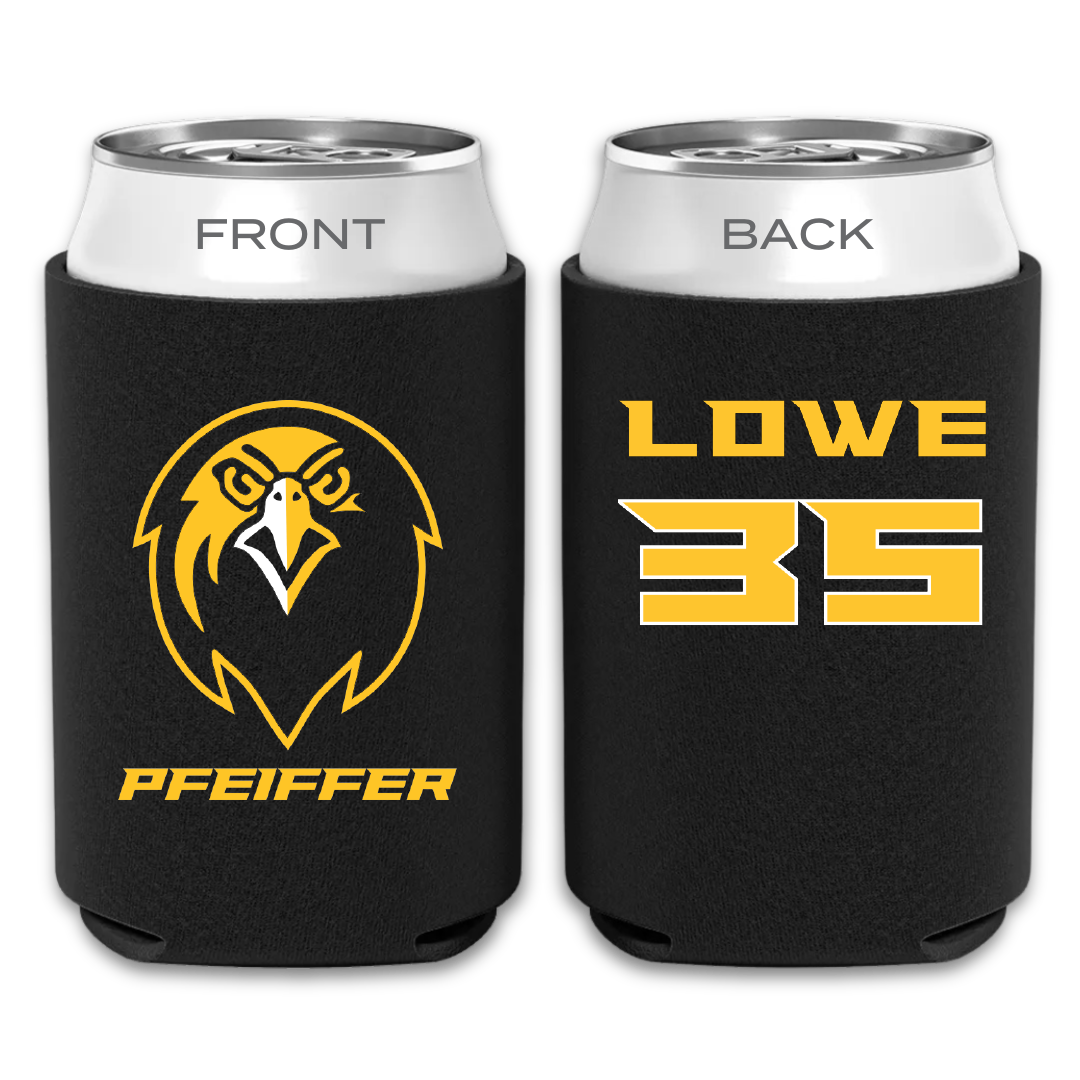 Pfeiffer University Baseball Black Can Cooler - #35 Trent Lowe