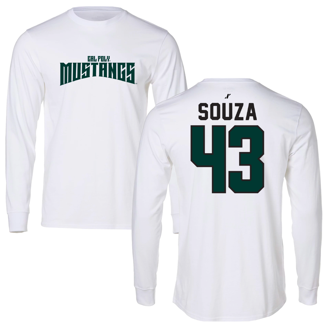 Cal Poly Baseball White Classic Performance Long Sleeve - #43 Henry Souza