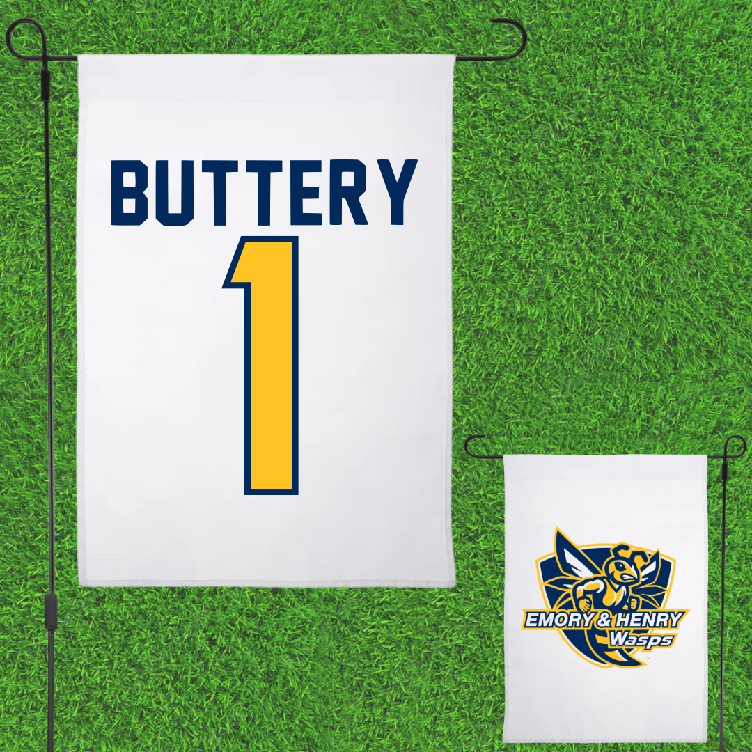 Emory & Henry College Lacrosse White Garden Flag - #1 Mason Buttery