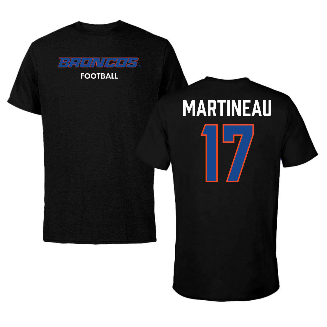 Boise State University Football Black Tee - #17 Clay Martineau