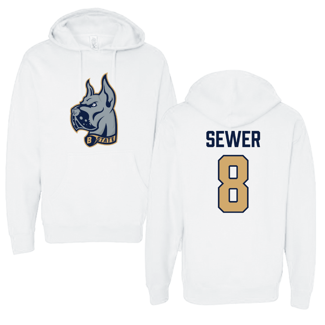 Bluefield State University Volleyball White Hoodie - #8 Londyn Sewer