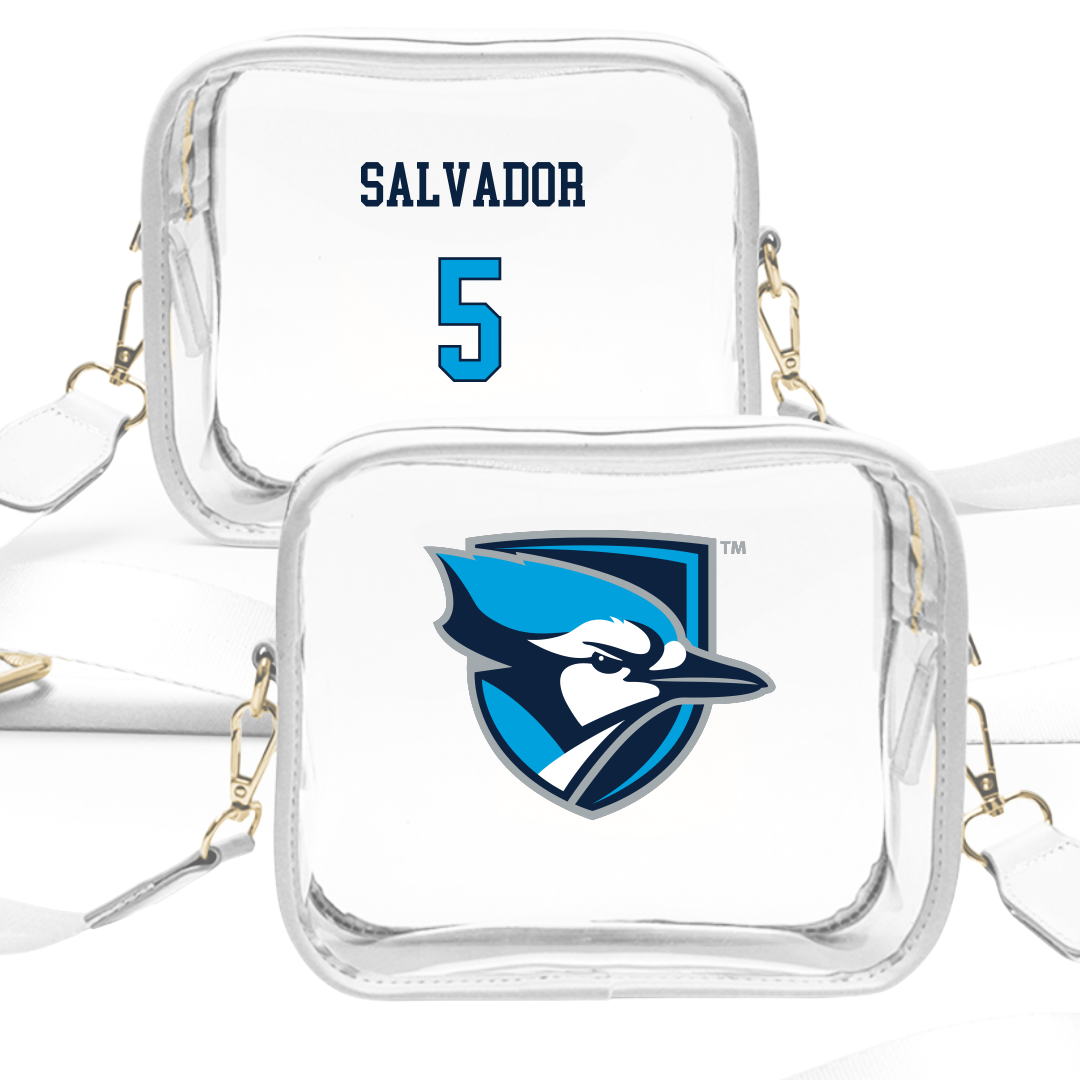 Elmhurst University Basketball (M) White Clear Stadium Bag - #5 Evan Salvador