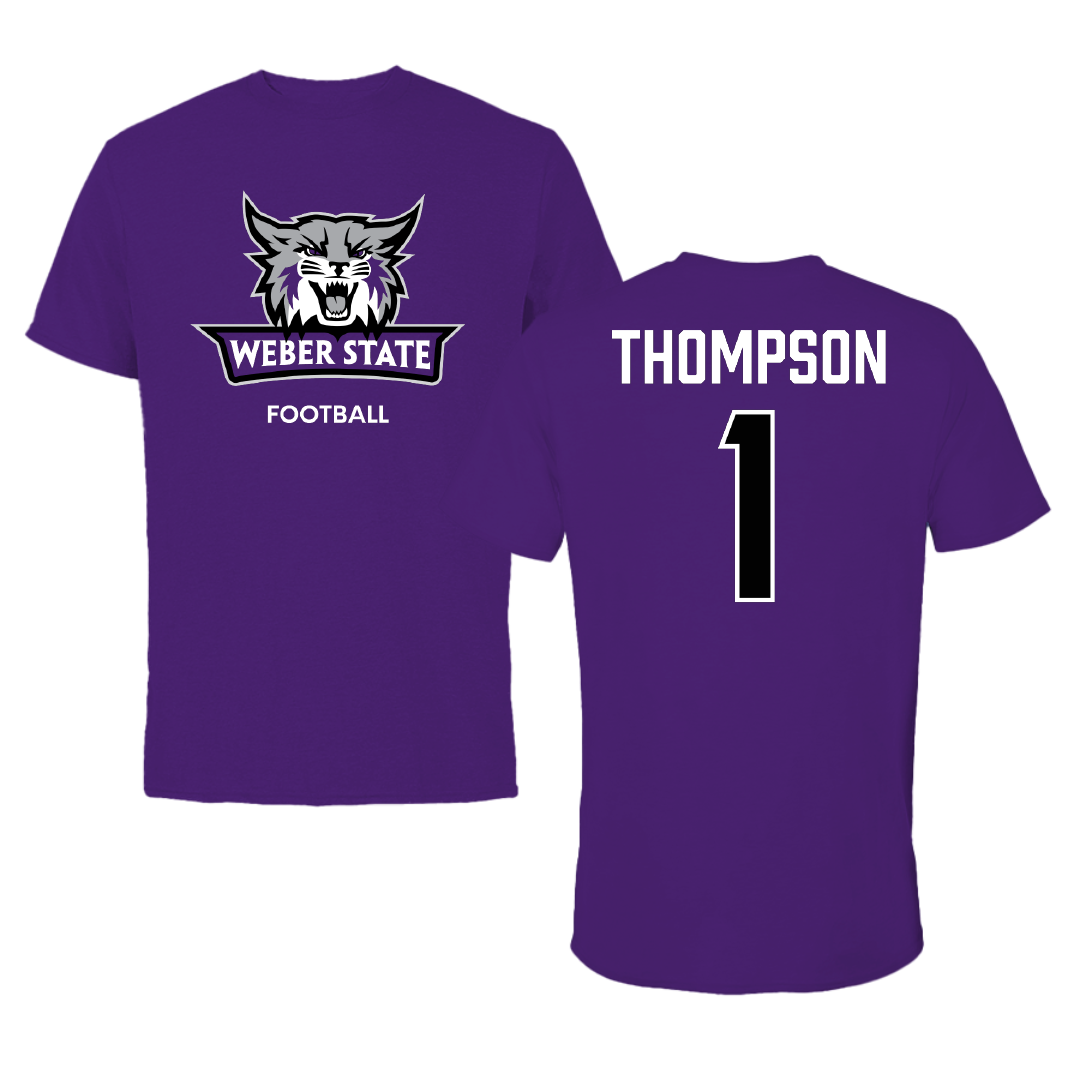 Weber State University Football Purple Tee - #1 Keahnist Thompson
