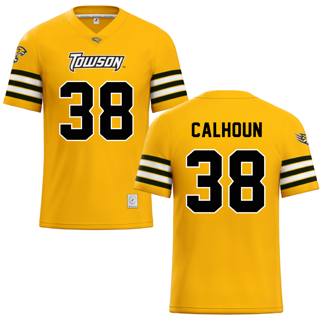 Towson University Gold Football Jersey - #38 Jareel Calhoun