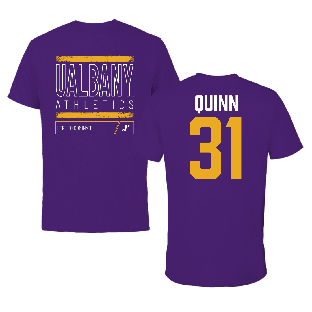 University at Albany Baseball Purple Dominate Tee - #31 Thomas Quinn