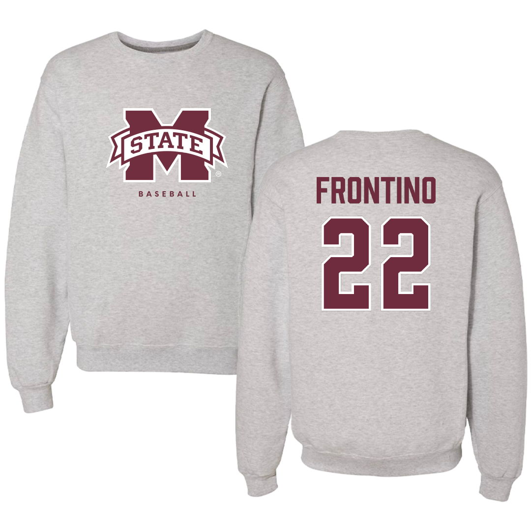 Mississippi State University Baseball Gray Crewneck - #22 Nick Frontino