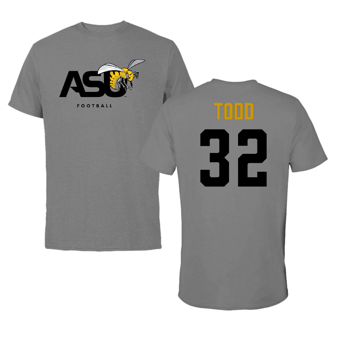 Alabama State University Football Dark Gray Tee - #32 Azariel Todd