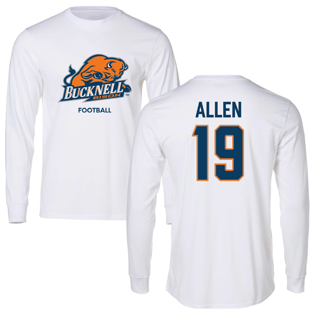 Bucknell University Football White Performance Long Sleeve - #19 England Allen