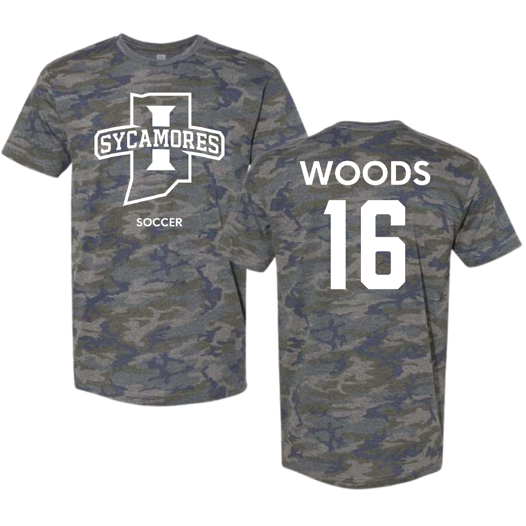 Indiana State University Soccer (W) Vintage Camo Tee - #16 Brooklyn Woods