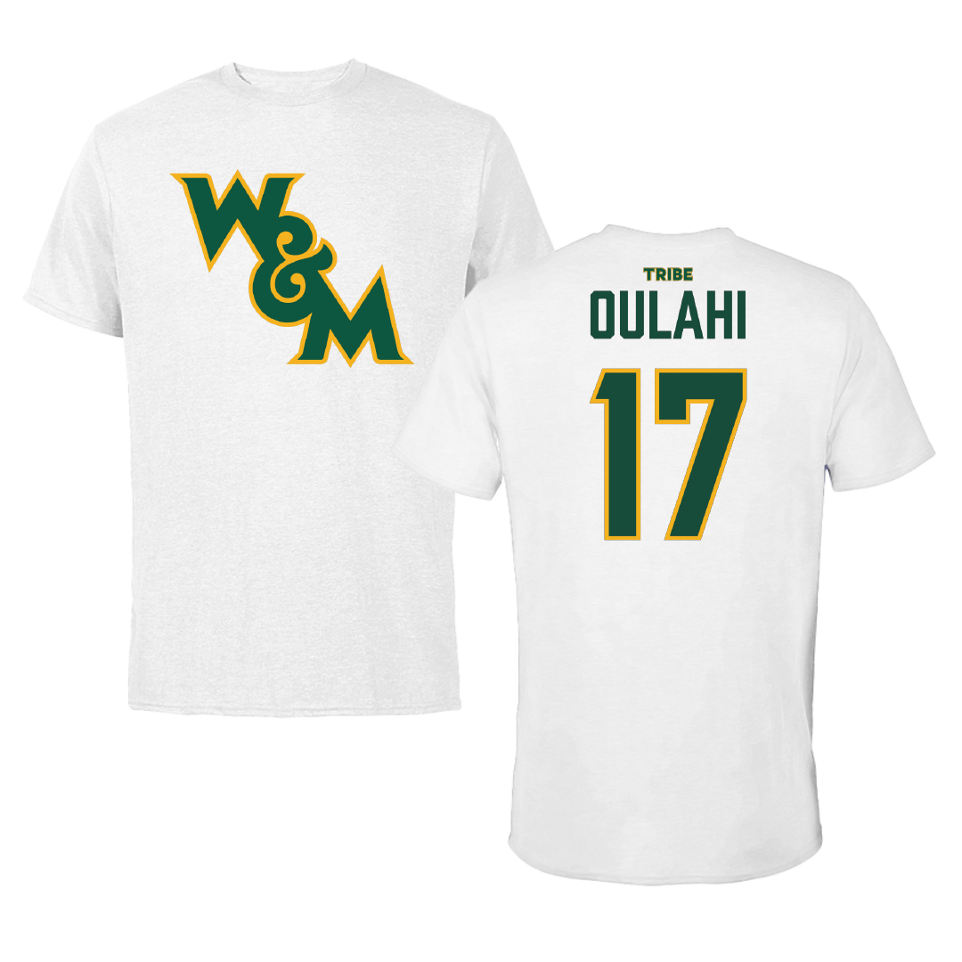 William & Mary Football White Performance Tee - #17 Leonte Oulahi