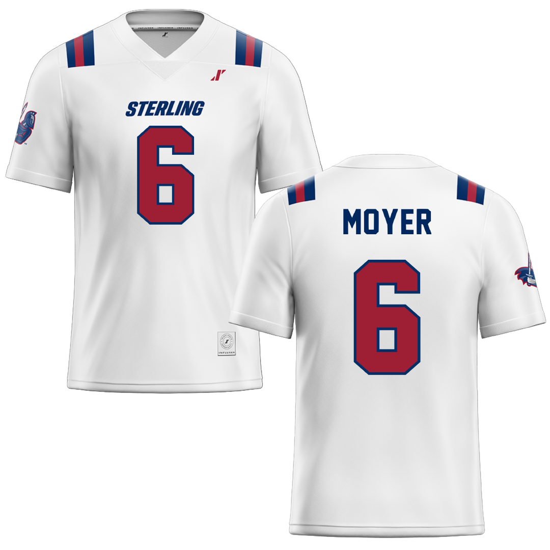 Sterling College White Football Jersey - #6 Sebastian Moyer