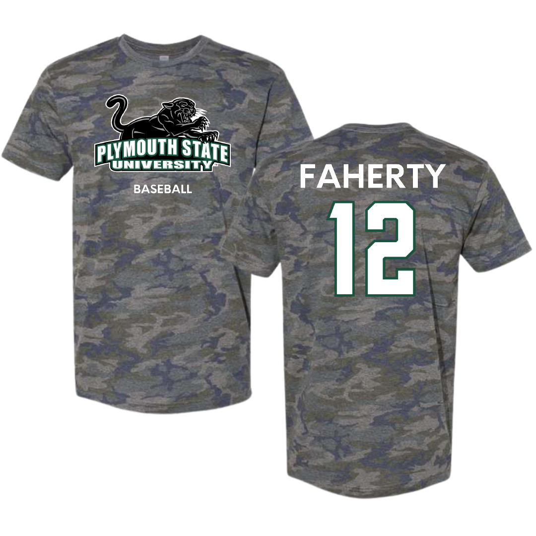 Plymouth State University Baseball Vintage Camo Tee - #12 Chris Faherty