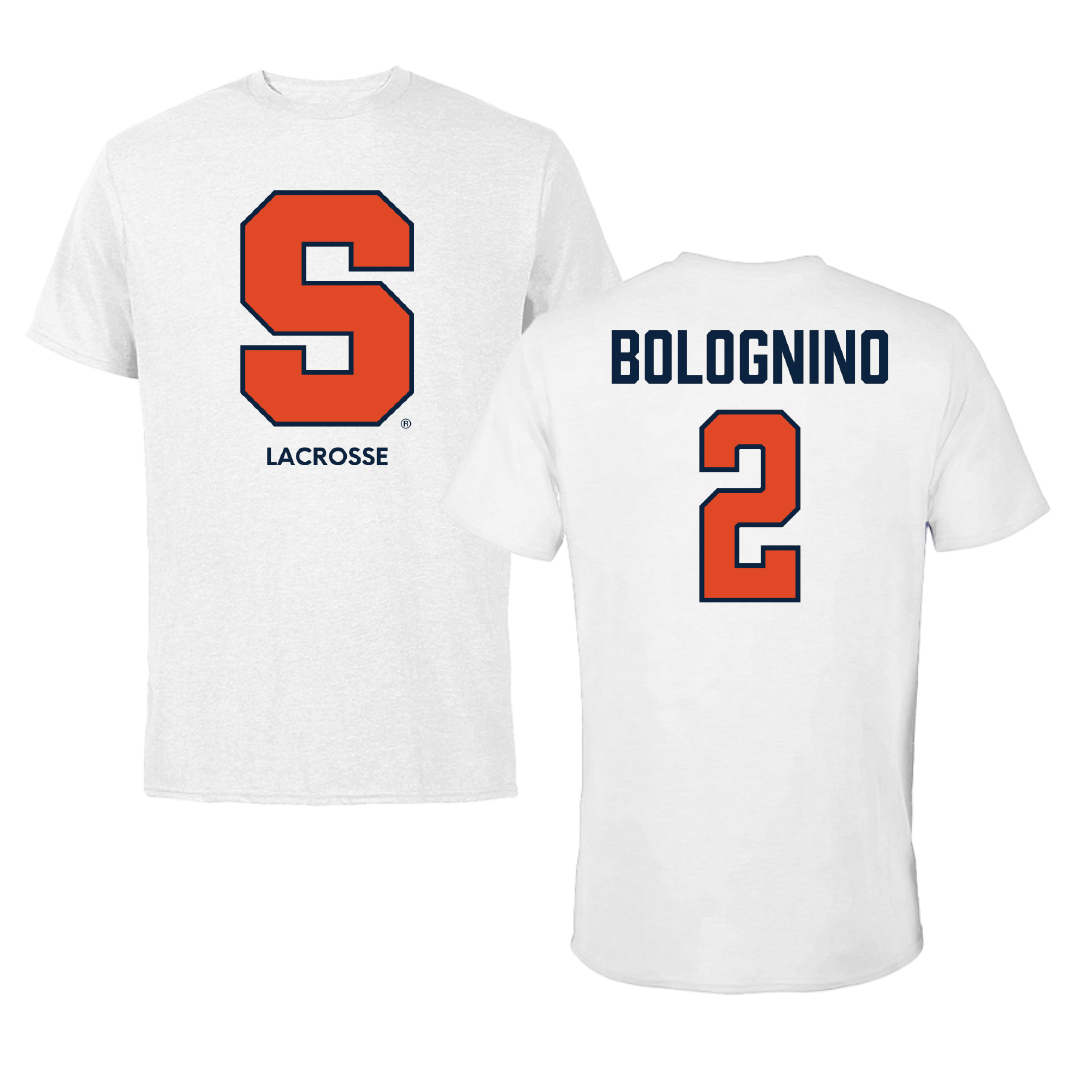Syracuse University Lacrosse (M) White Performance Tee - #2 Vincent Bolognino