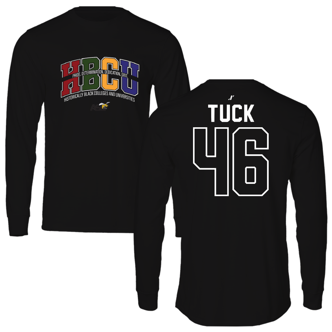 Alabama State University Football Black HBCU Performance Long Sleeve - #46 Harrison Tuck
