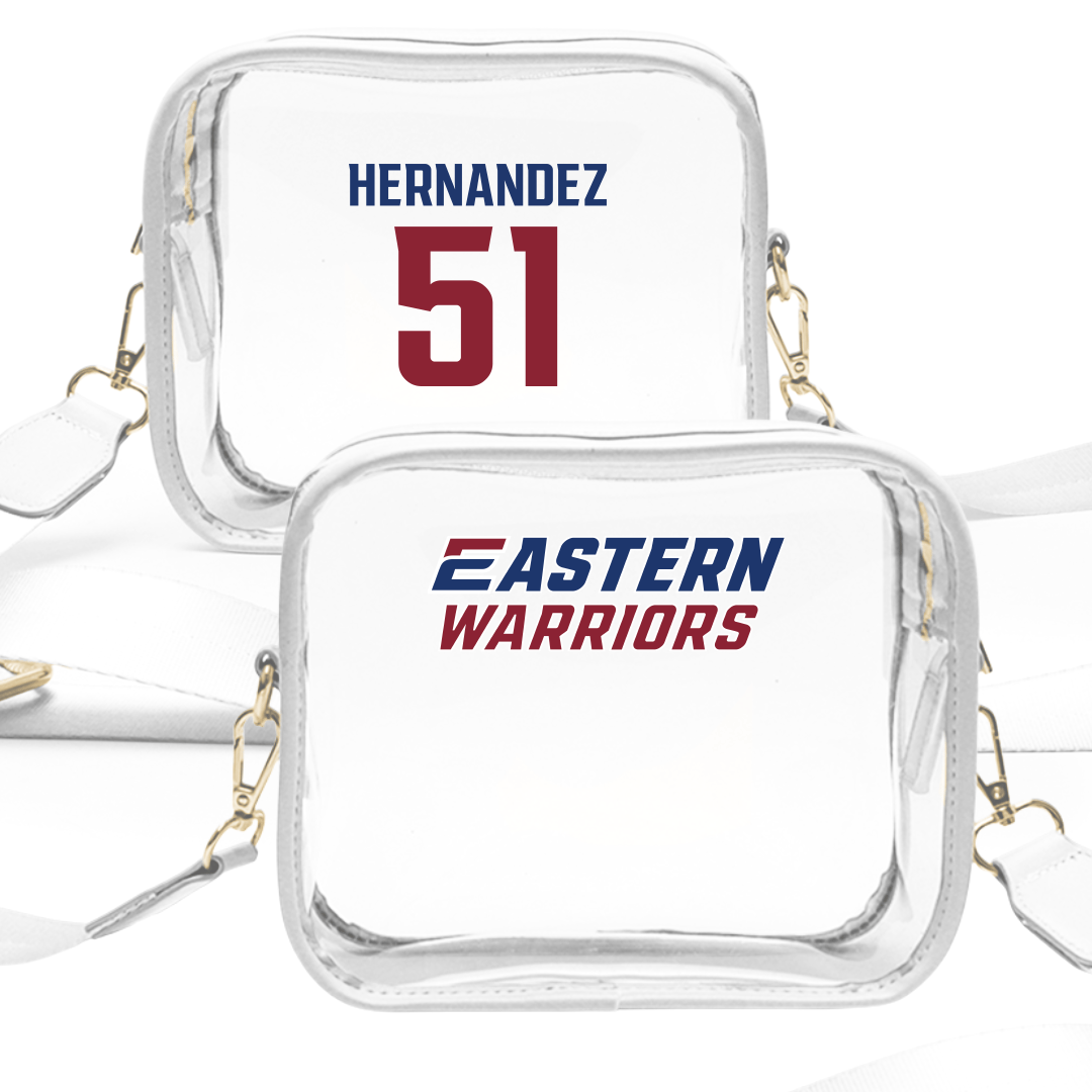 Eastern Connecticut State University Baseball White Clear Stadium Bag - #51 Justin Hernandez