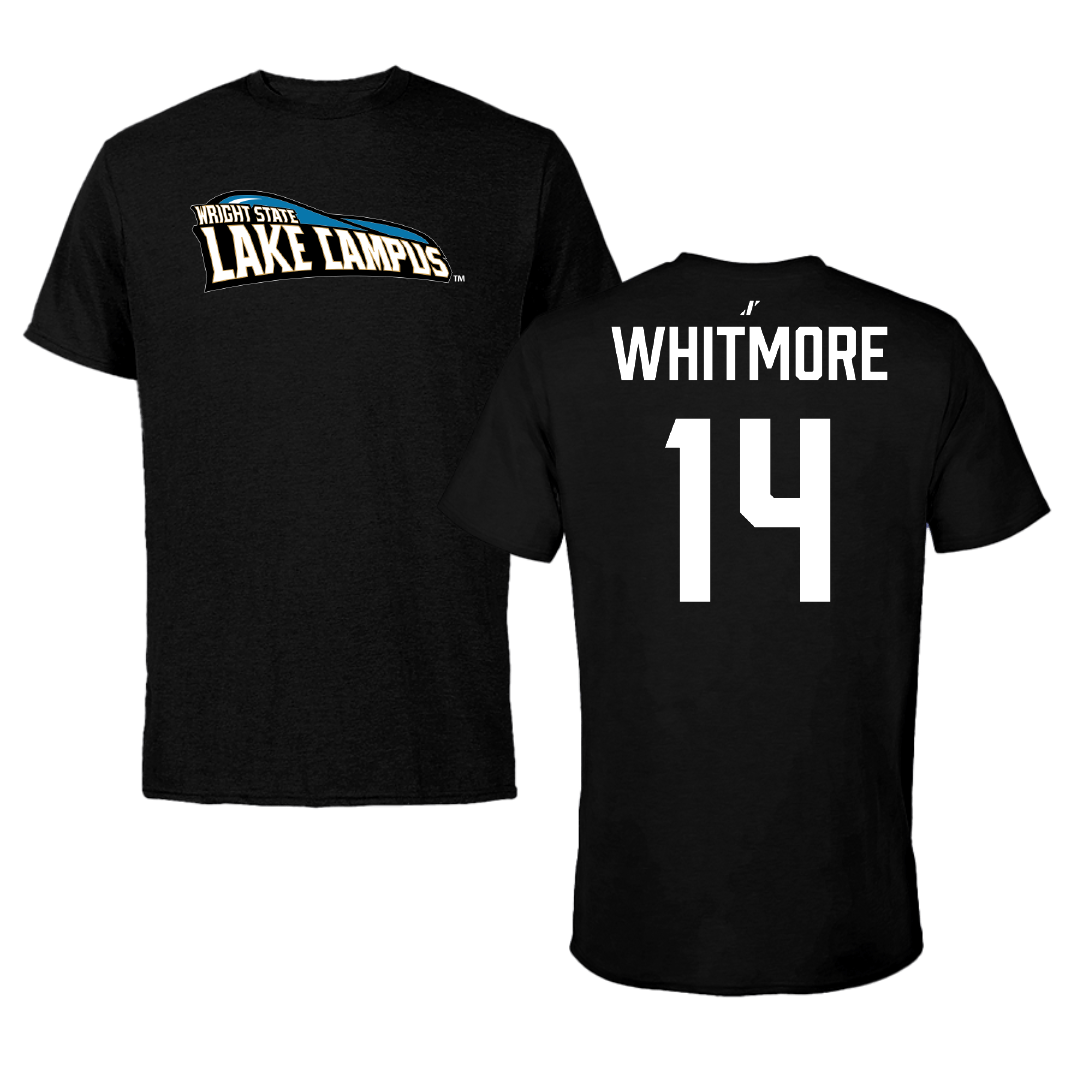 Wright State University Lake Campus Basketball (M) Black Performance Tee - #14 Marcus Whitmore