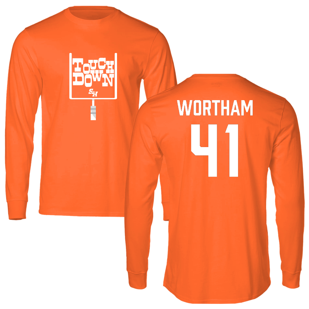 Sam Houston State University Football Orange Touchdown Performance Long Sleeve - #41 Braylen Wortham