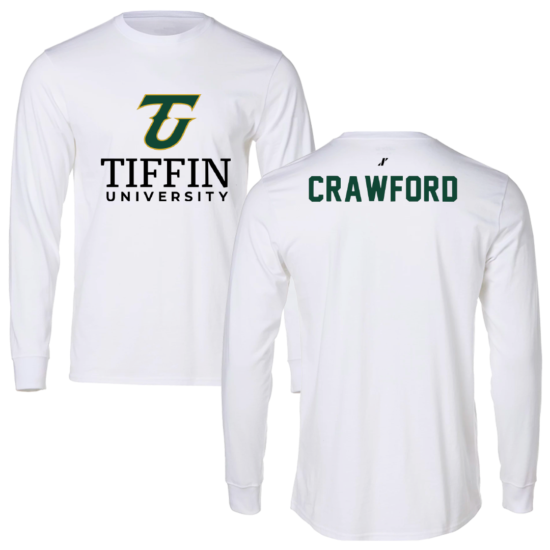 Tiffin University Wrestling White Performance Long Sleeve - Caden Crawford