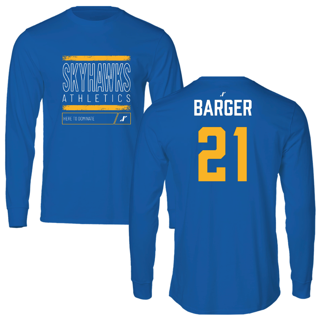 Fort Lewis College Basketball (M) Blue Dominate Performance Long Sleeve - #21 Garrett Barger