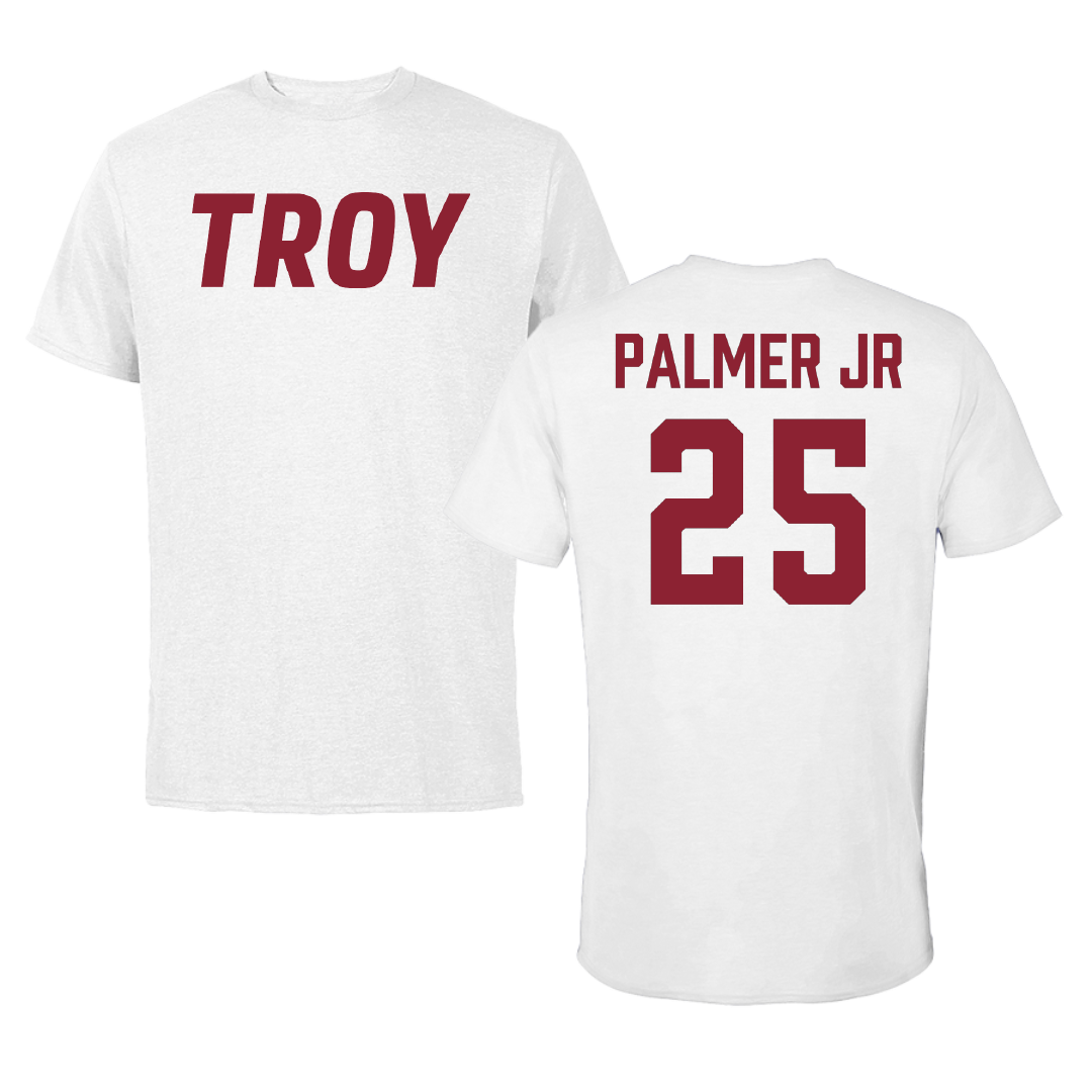 Troy University Football White Performance Tee - #25 Dennis Palmer Jr