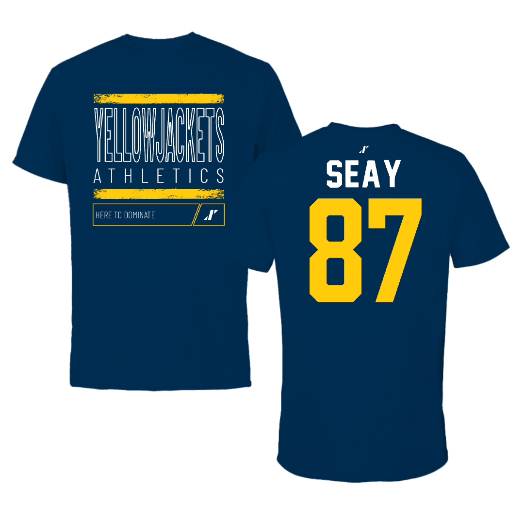 Graceland University Football Navy Dominate Tee - #87 Eric Seay