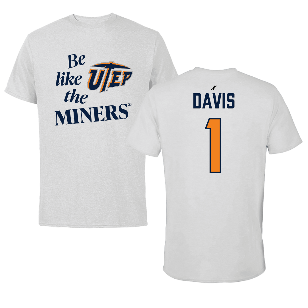 University of Texas at El Paso Basketball (W) Light Gray Be Like Us Performance Tee - #1 Aaliyah Davis