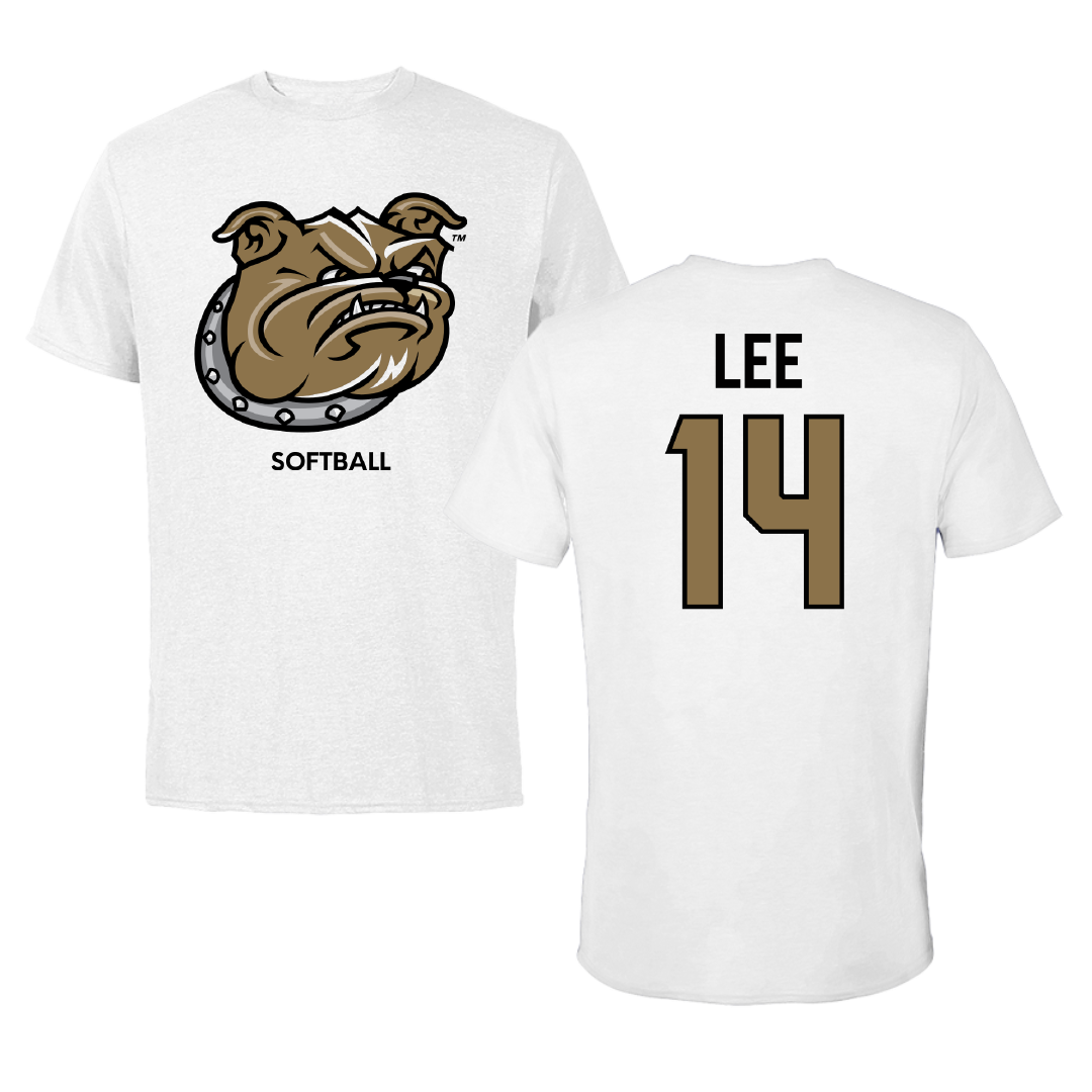 Bryant University Softball White Performance Tee - #14 Jaelynn Lee
