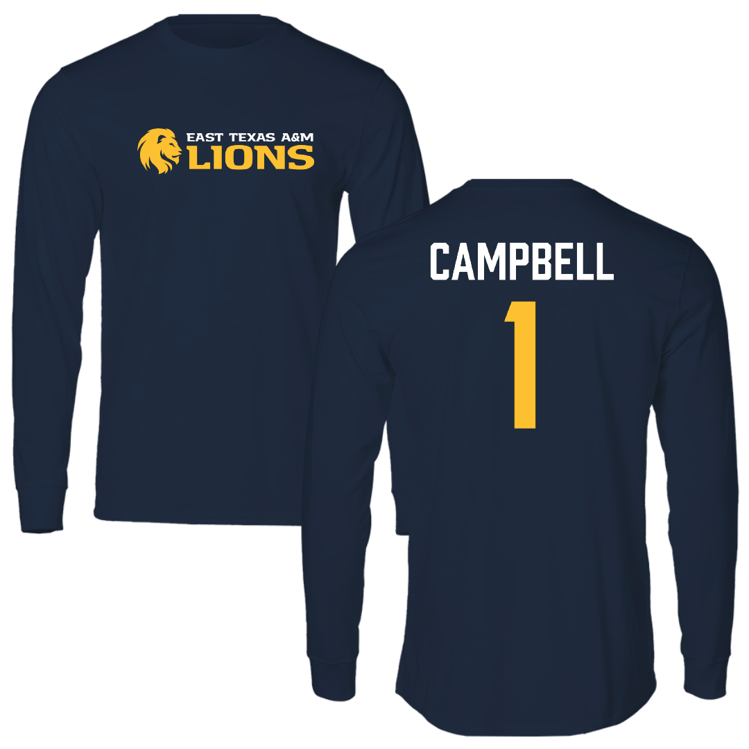 East Texas A&M University Volleyball Navy Performance Long Sleeve - #1 Gracie Campbell