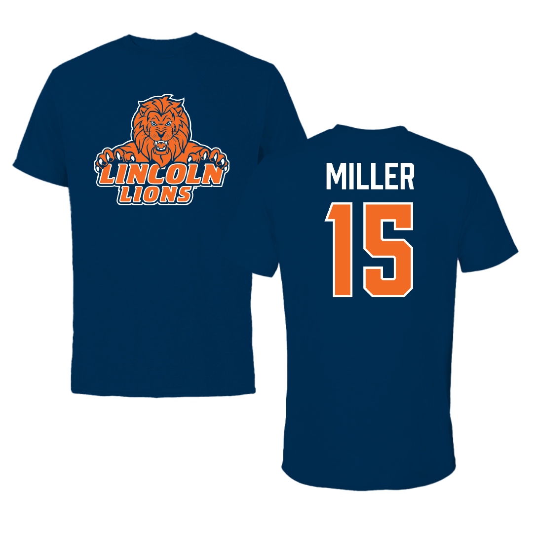 Lincoln University (Pennsylvania) Football Navy Tee - #15 Darron Miller