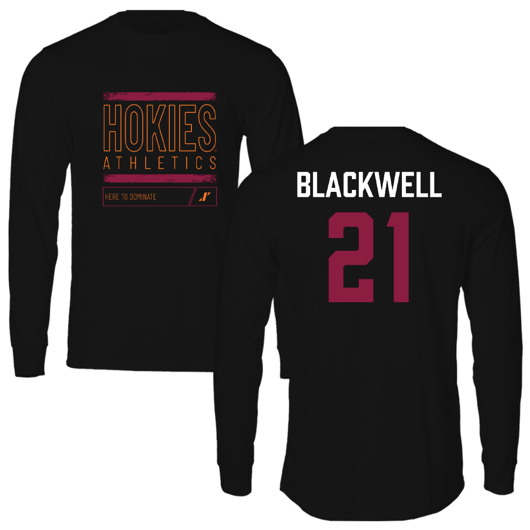 Virginia Tech Softball Black Dominate Performance Long Sleeve - #21 Lyla Blackwell