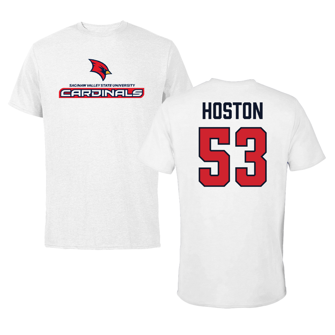 Saginaw Valley State University Football White Tee - #53 Douglas Hoston