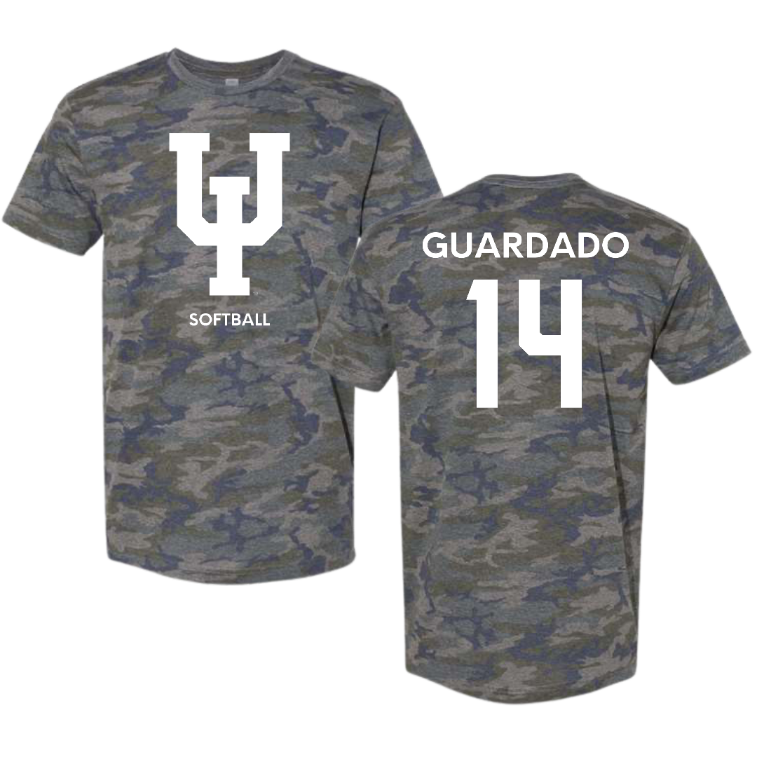 Upper Iowa University Softball Vintage Camo Tee - #14 Gezzelle Guardado