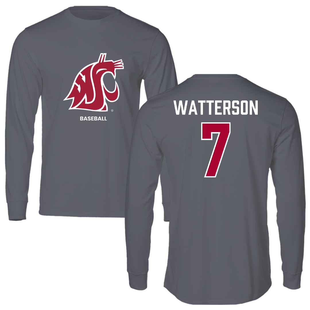 Washington State University Baseball Dark Gray Long Sleeve - #7 Cole Watterson