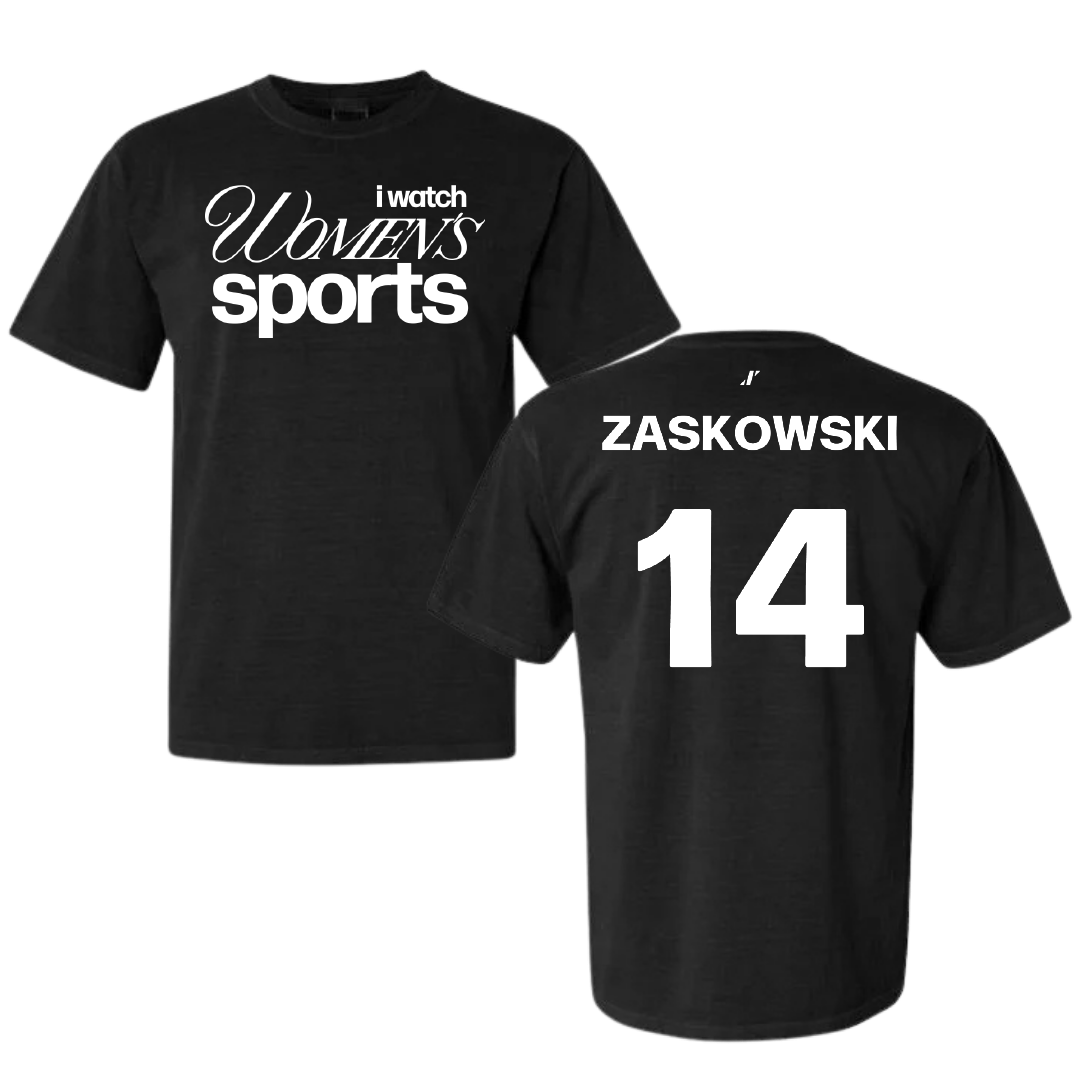 Albion College Softball Black WHM Comfort Colors Tee - #14 Lilly Zaskowski