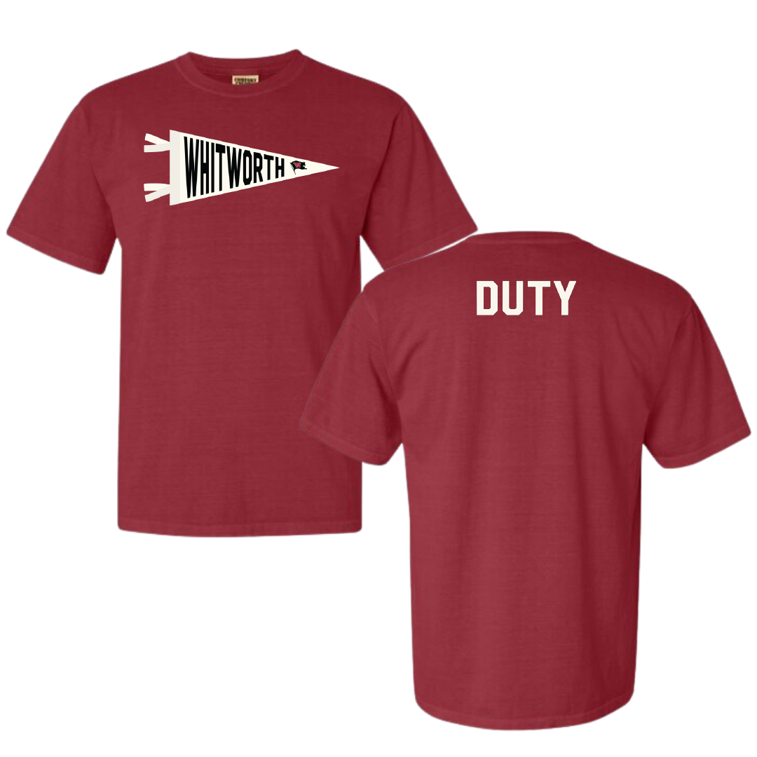 Whitworth University TF and XC Crimson Pennant Comfort Colors Tee - Spencer Duty
