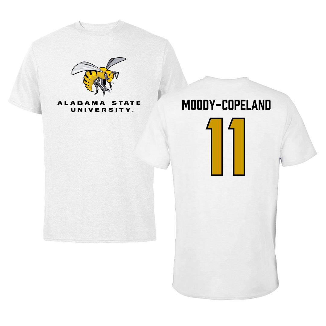 Alabama State University Football White Tee - #11 Aydden Moody-copeland