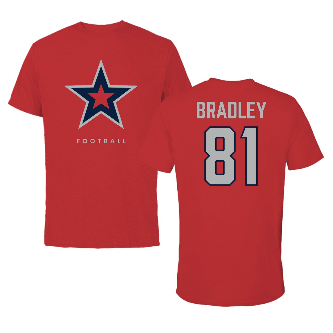 Robert Morris University Football Red Tee - #81 Rashad Bradley