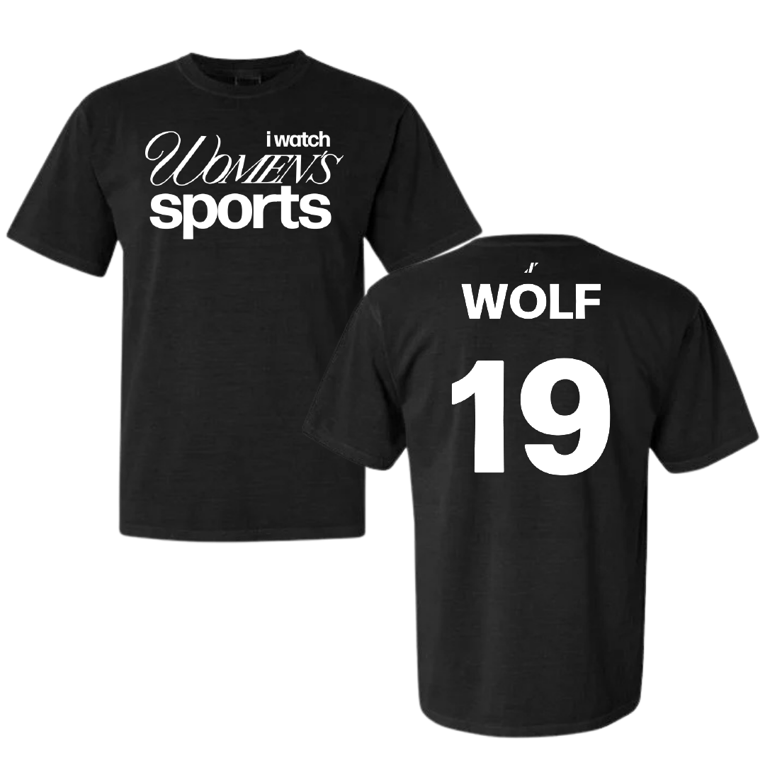 Soccer (W) Black WHM Comfort Colors Tee - #19 Catherine Wolf