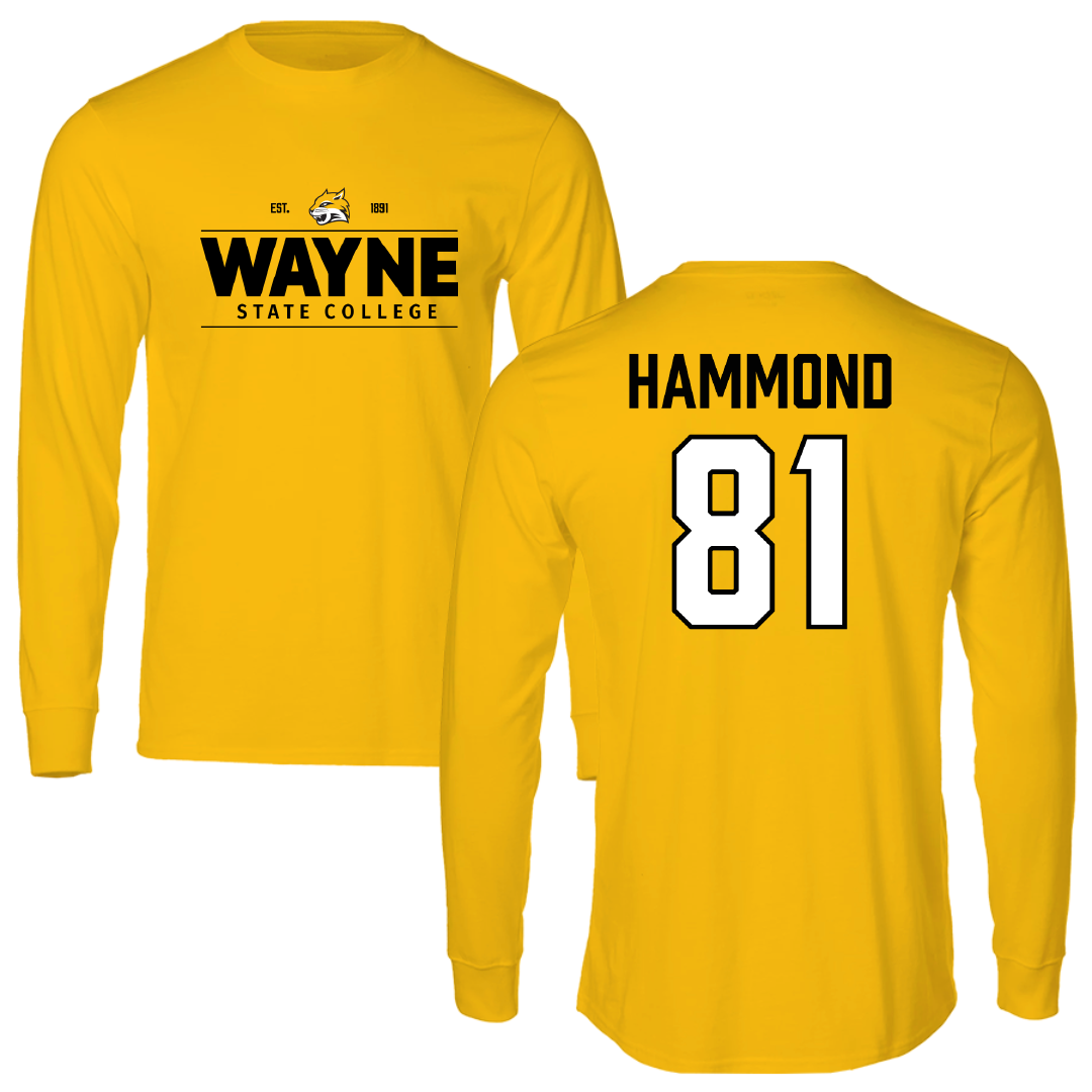 Wayne State College (Nebraska) Football Gold General Performance Long Sleeve - #81 Max Hammond
