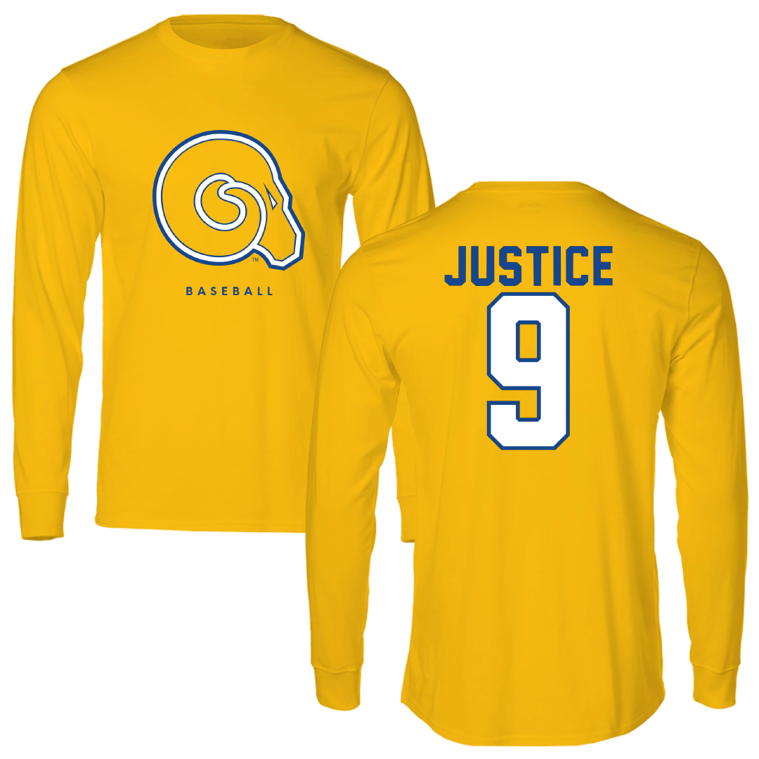 Albany State University Baseball Gold Performance Long Sleeve - #9 Trent Justice