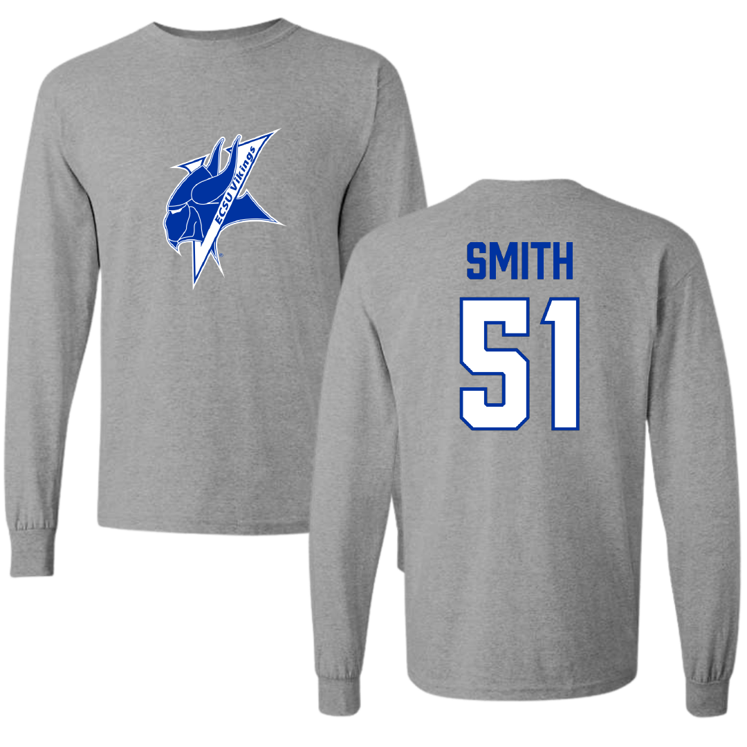 Elizabeth City State University Football Sport Gray Long Sleeve - #51 Javon Smith