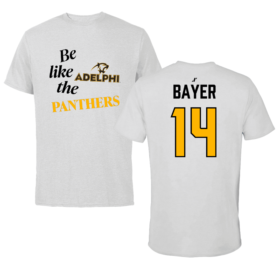 Adelphi University Lacrosse Light Gray Be Like Us Tee - #14 Stephen Bayer
